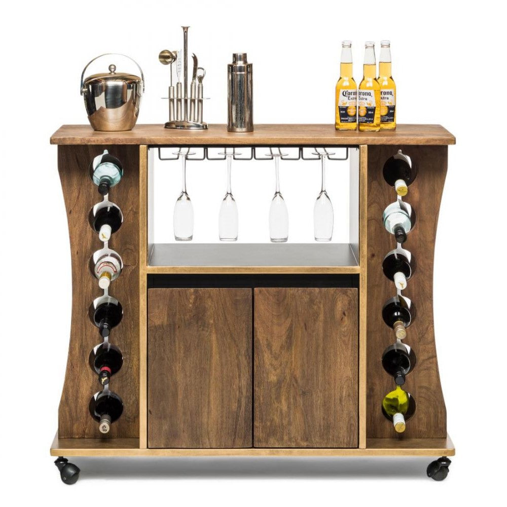 Versatile Wooden Home Bar Cart Wine Storage Cabinet