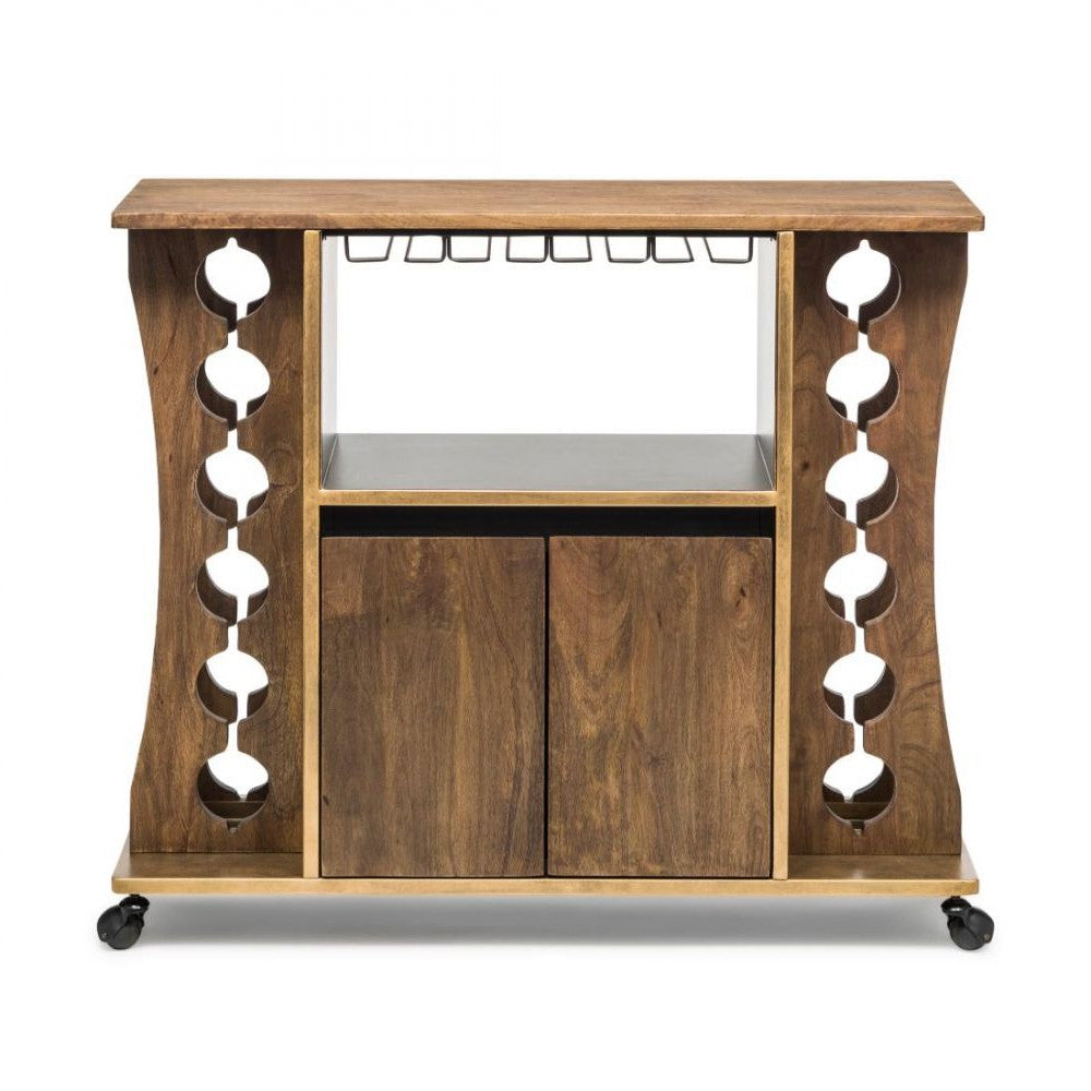 Versatile Wooden Home Bar Cart Wine Storage Cabinet