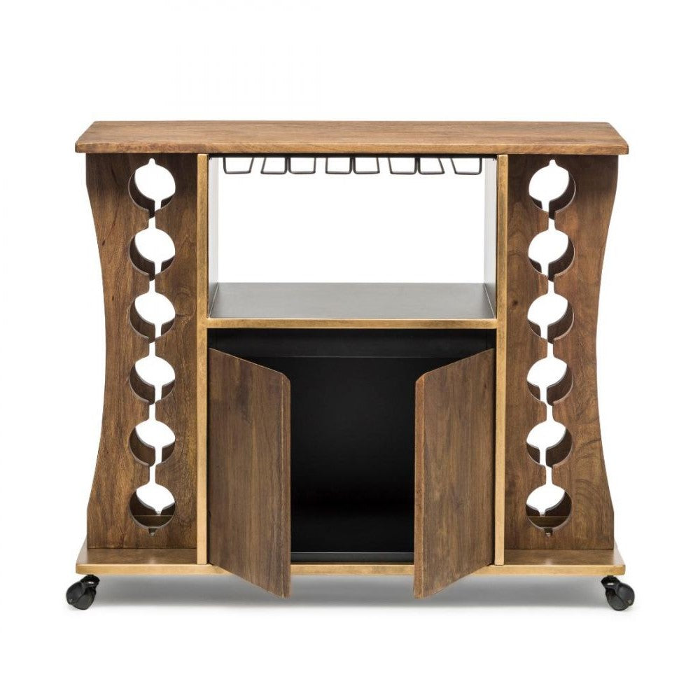 Versatile Wooden Home Bar Cart Wine Storage Cabinet
