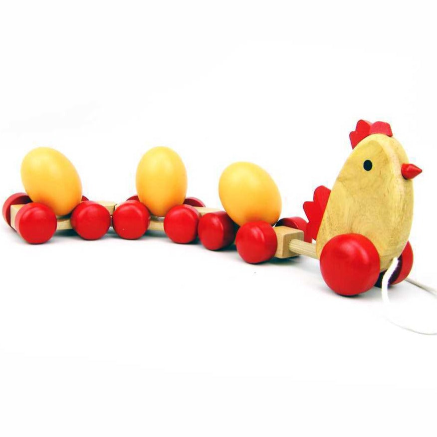 Pull Along Toddlers' Toy Chicken With 3 Eggs