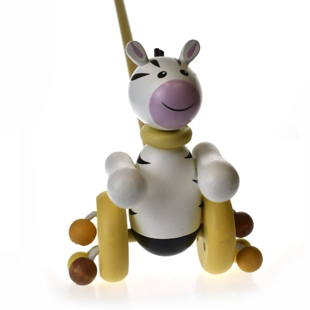 Push Along Toddlers Wooden Toy - Zebra