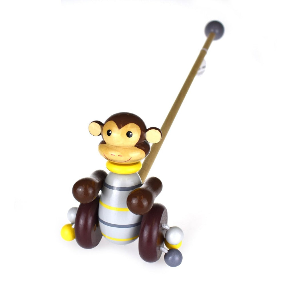 Push Along Toddlers Wooden Toy - Monkey