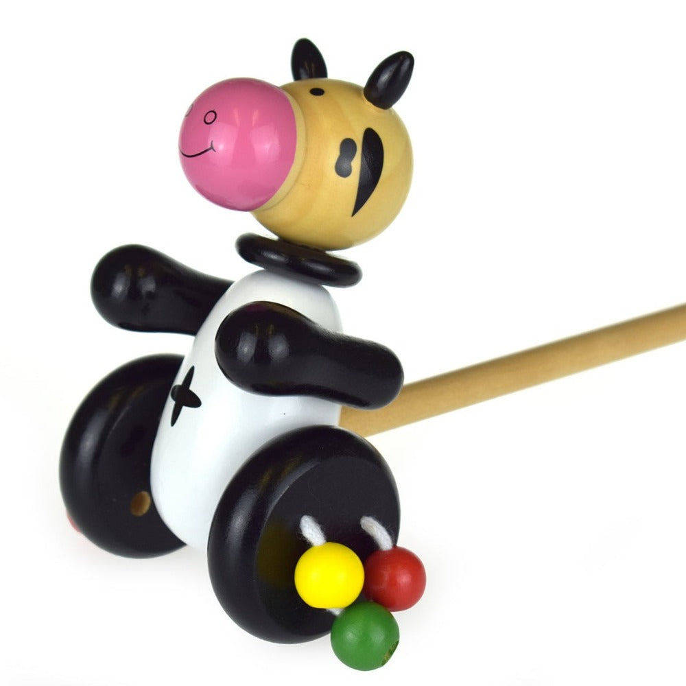 Push Along Toddlers Wooden Toy - Cow