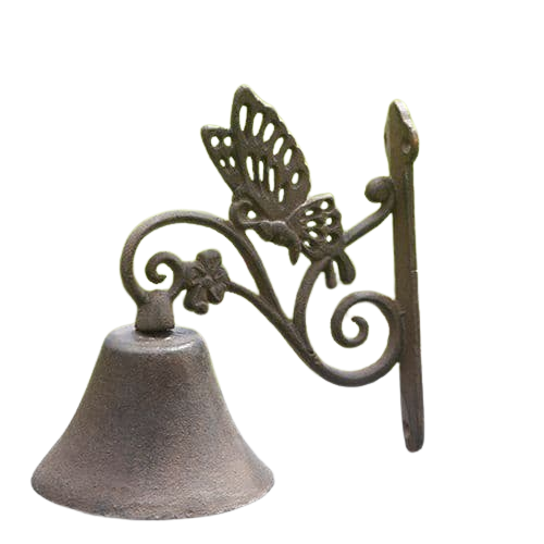 Wall Hanging Cast Iron Butterfly Doorbell - Antique Rust