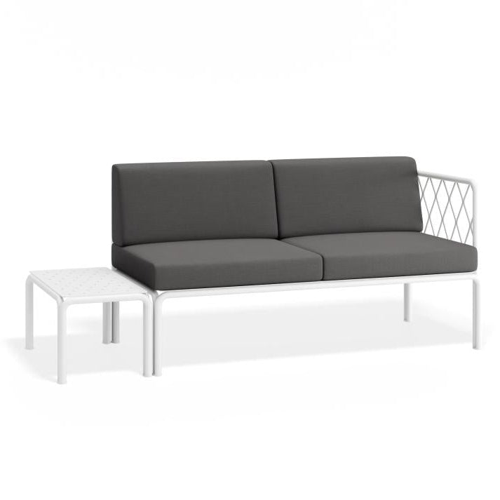 Modern Outdoor White 2-Seater Cushion Sofa - Granite Grey