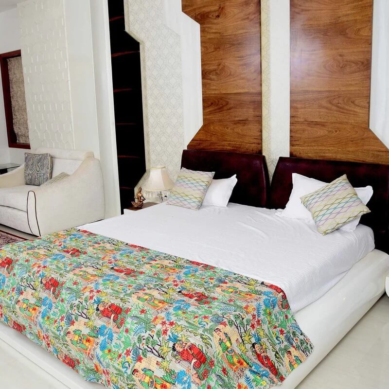 Frida Kahlo Inspired Reversible Cotton Quilt - King Size