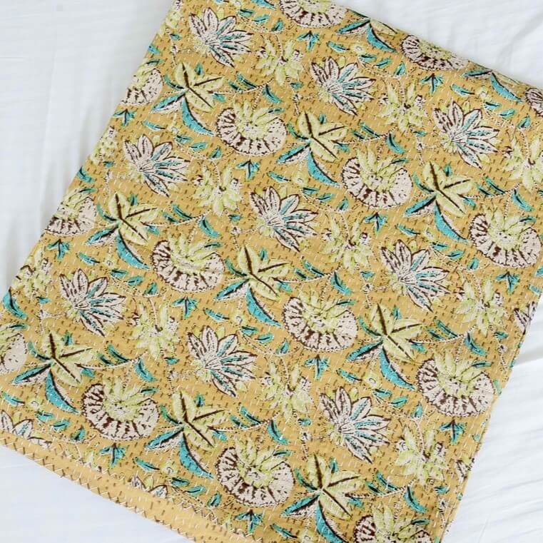 Leaf Patterned Design Reversible Doona - King Size Brown
