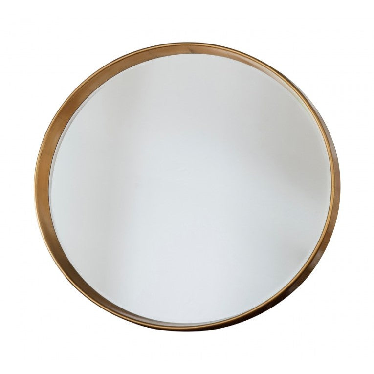 Opulent Round Wooden Frame Mirror Gold 95cms