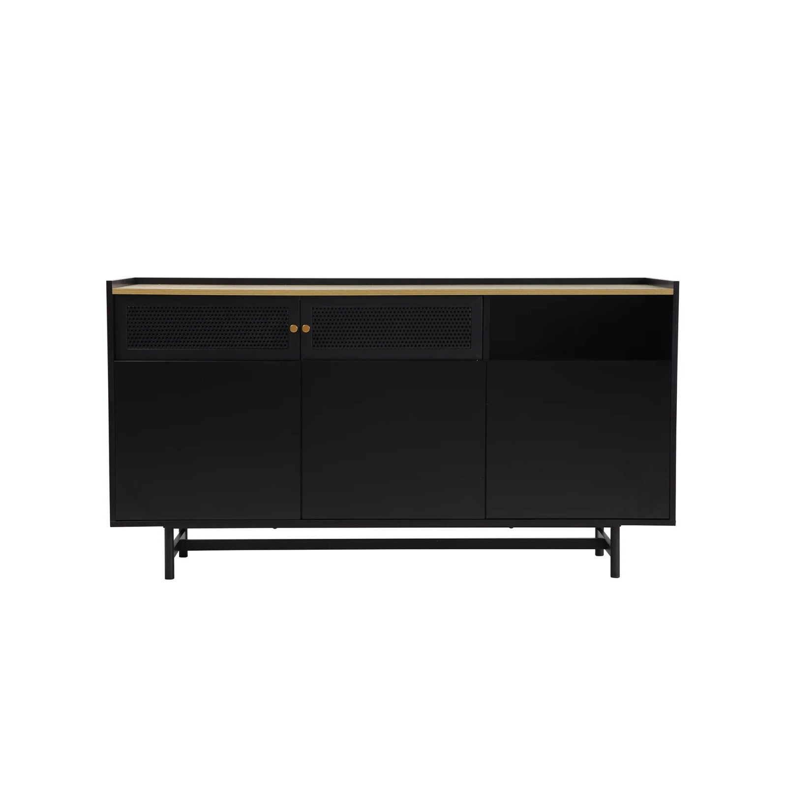 Black and Natural Engineered Wood Urban Style Sideboard