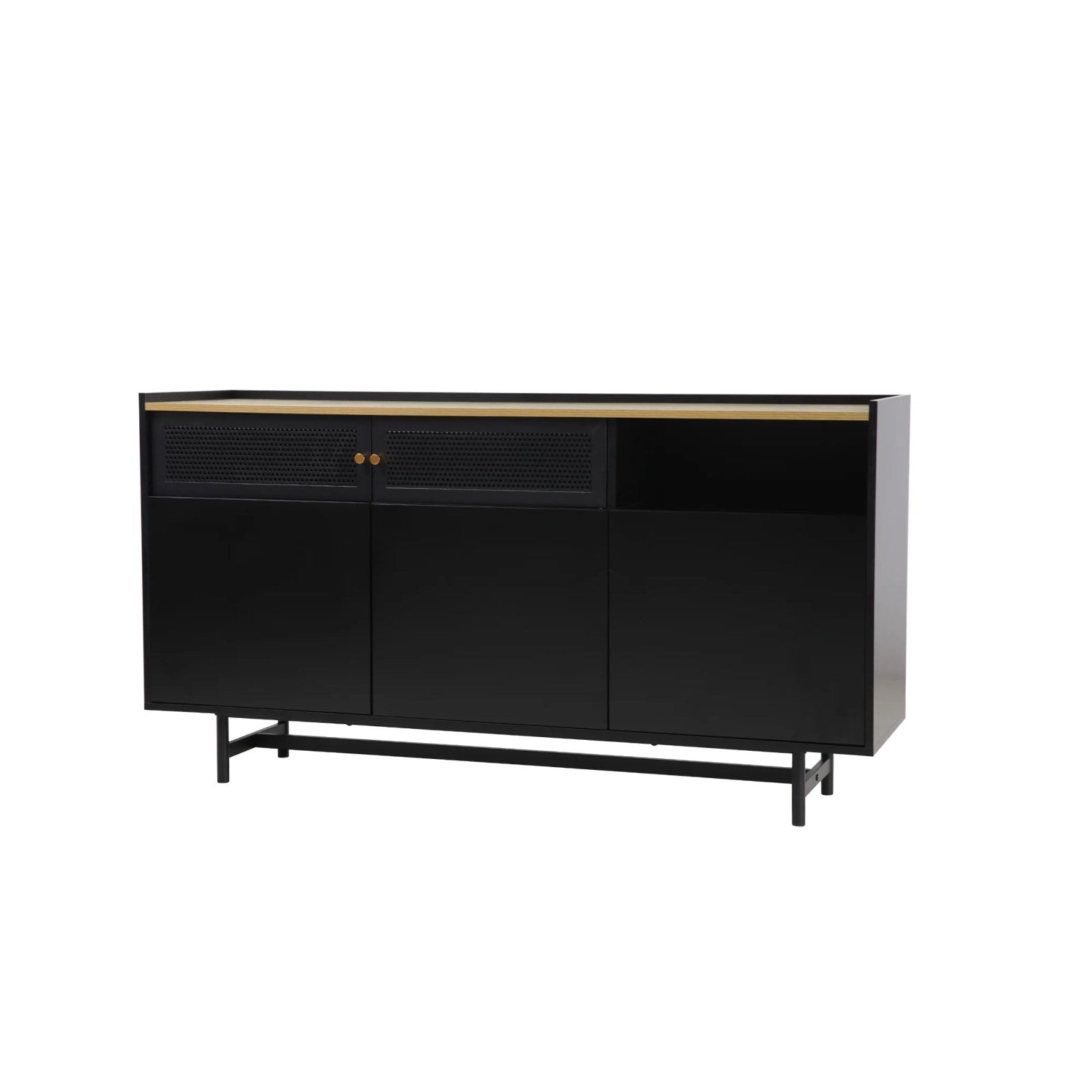 Black and Natural Engineered Wood Urban Style Sideboard