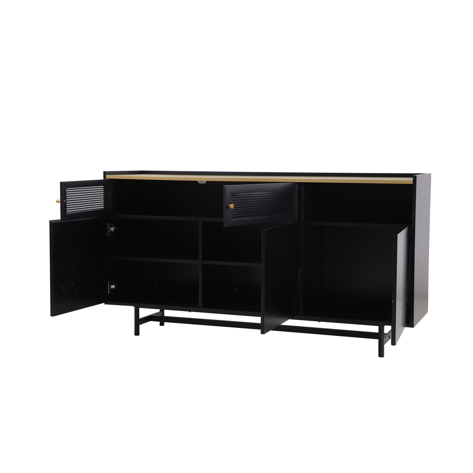 Black and Natural Engineered Wood Urban Style Sideboard
