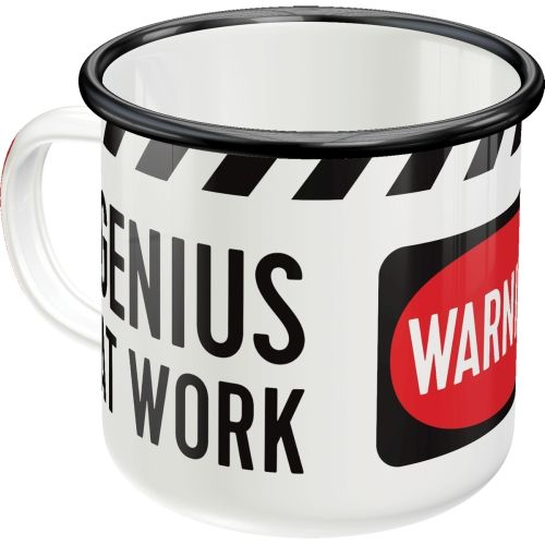 "Genius At Work" Enamel Coffee Mug