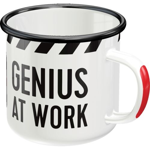 "Genius At Work" Enamel Coffee Mug