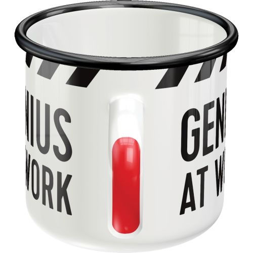"Genius At Work" Enamel Coffee Mug