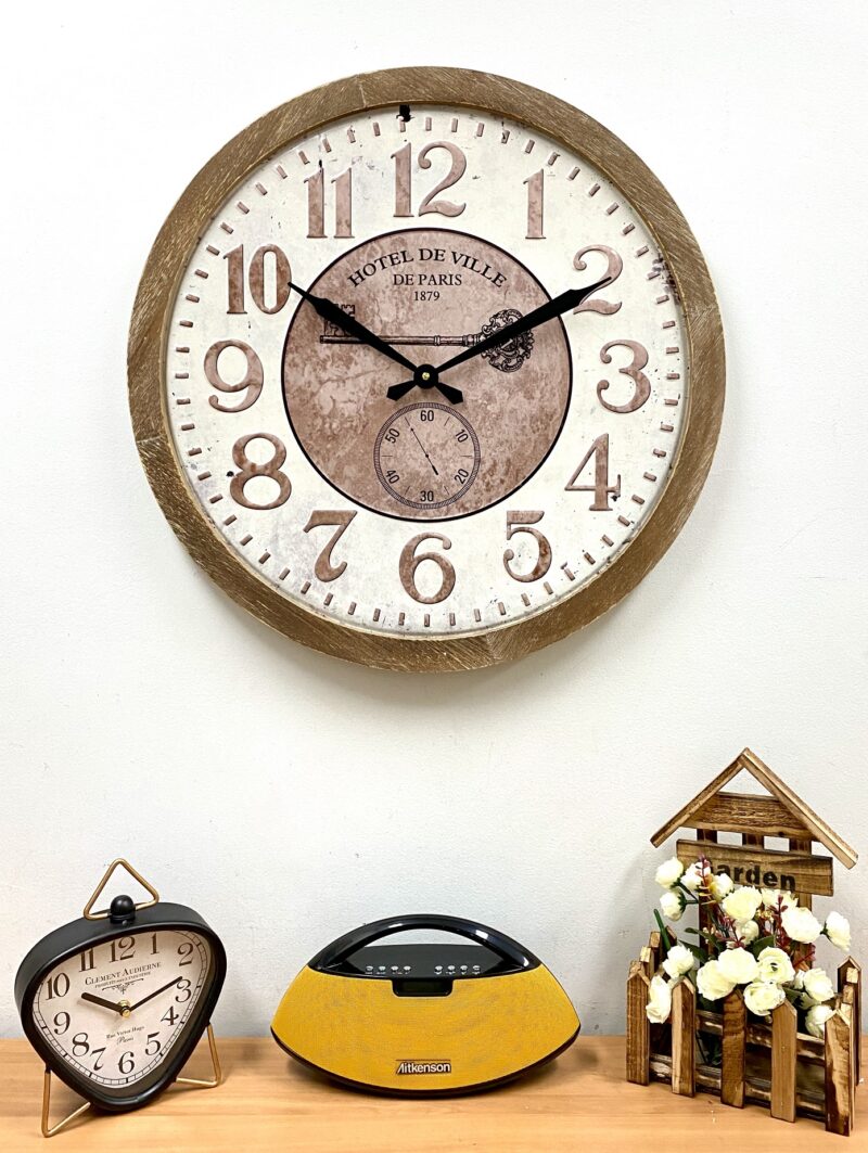 Classical Large Stamping Wood Metal Wall Clock 62cms