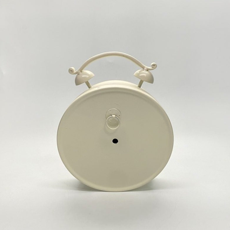 Floral Timepiece Two-Bell Table Clock - White