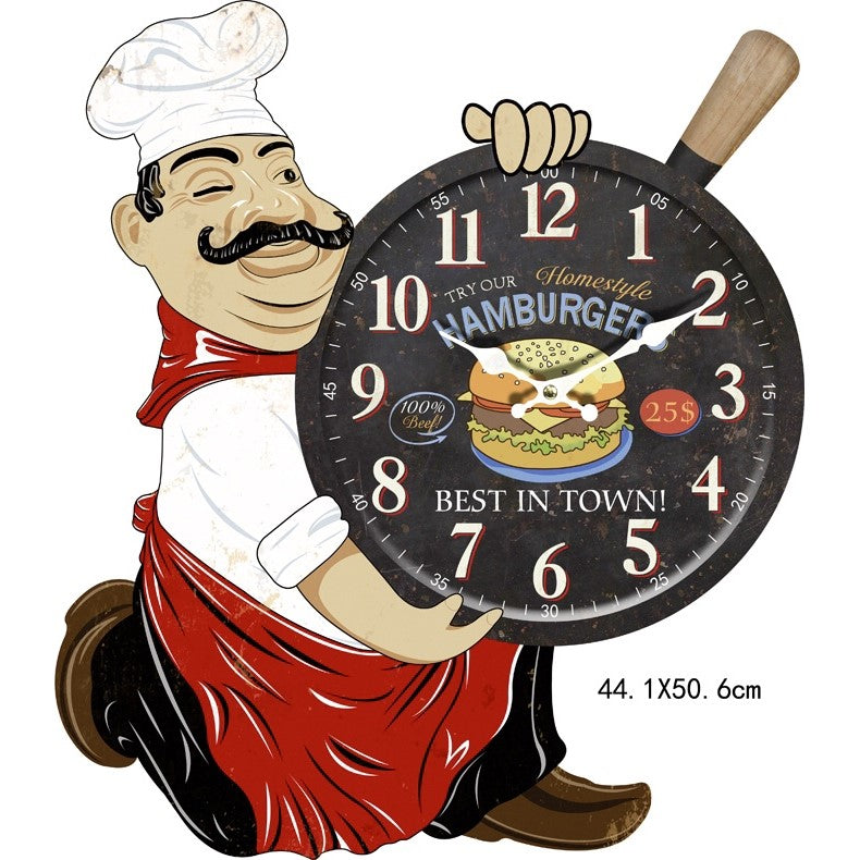 Iron Plate Chef Stamping Clock 51cms
