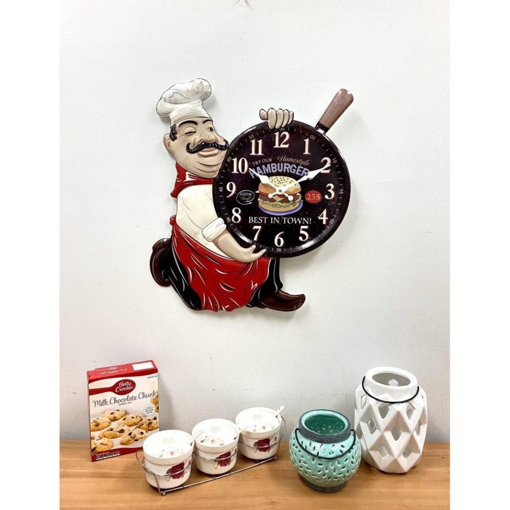 Iron Plate Chef Stamping Clock 51cms