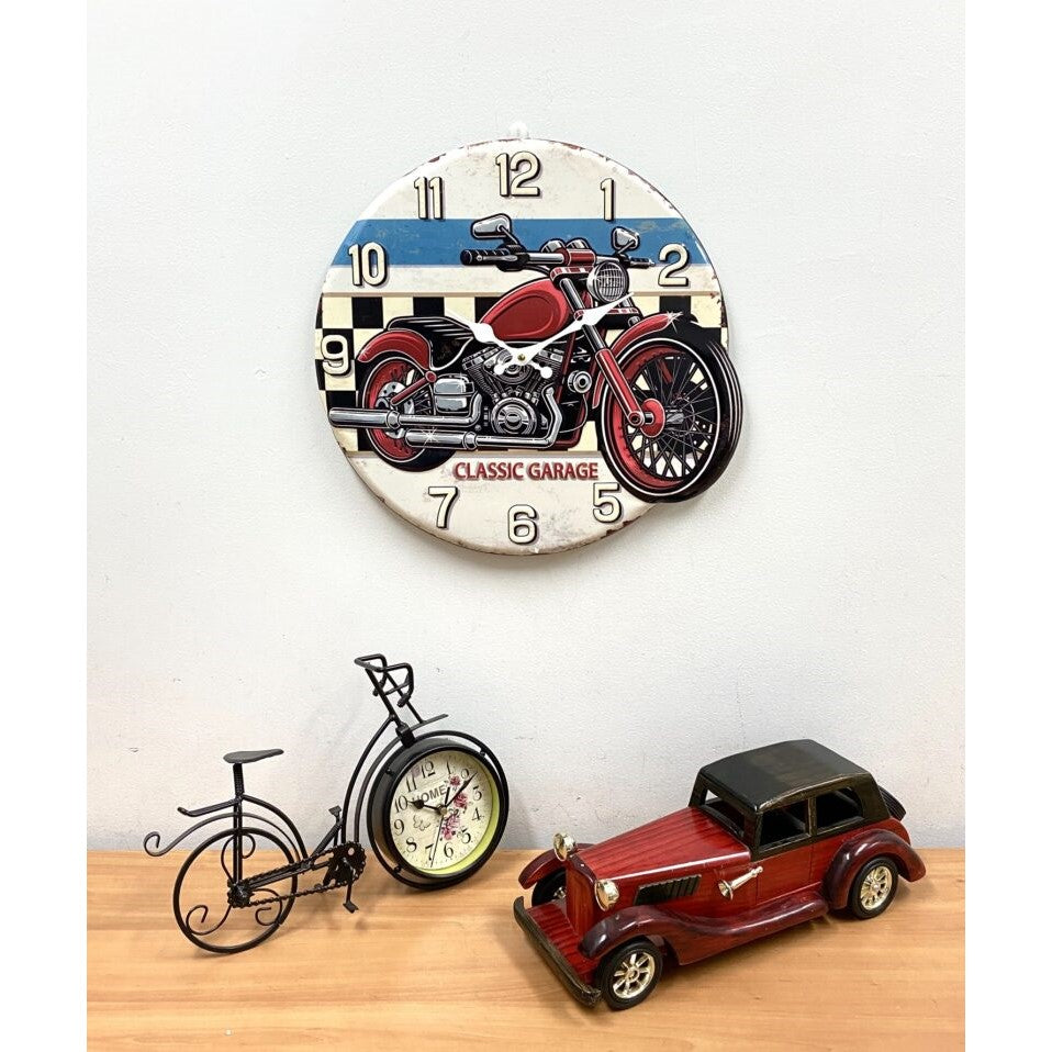 Iron Plate Motorcycle Stamping Clock 40cms