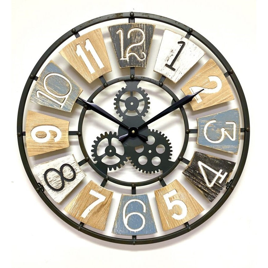 Stylish Wooden & Metal Wall Clock 60cms