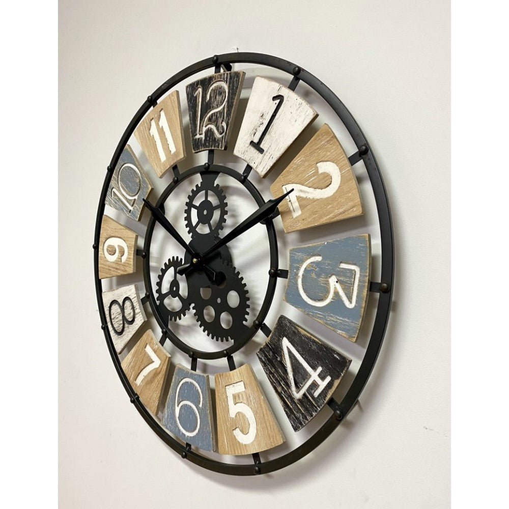 Stylish Wooden & Metal Wall Clock 60cms