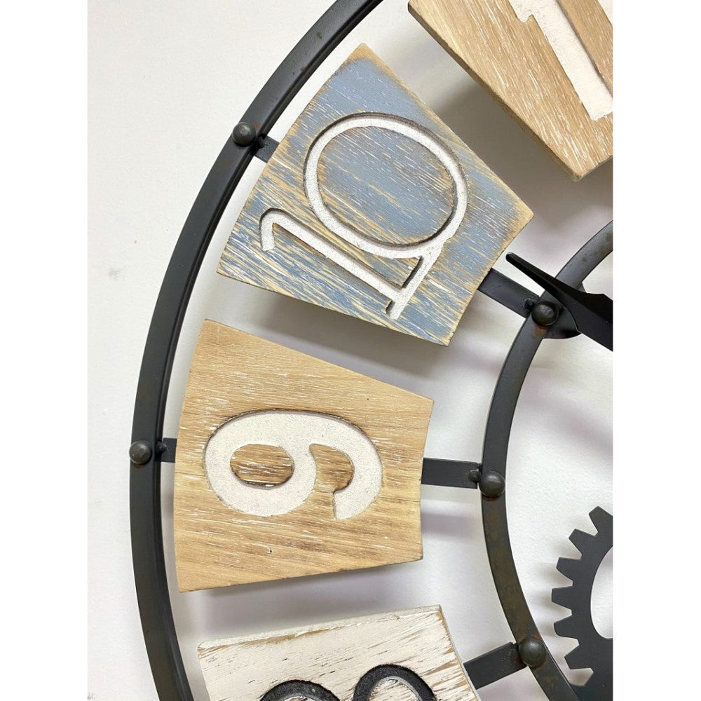 Stylish Wooden & Metal Wall Clock 60cms