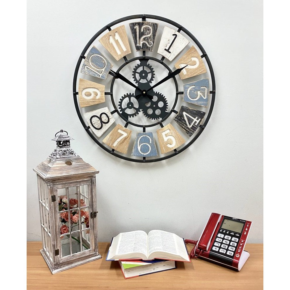 Stylish Wooden & Metal Wall Clock 60cms