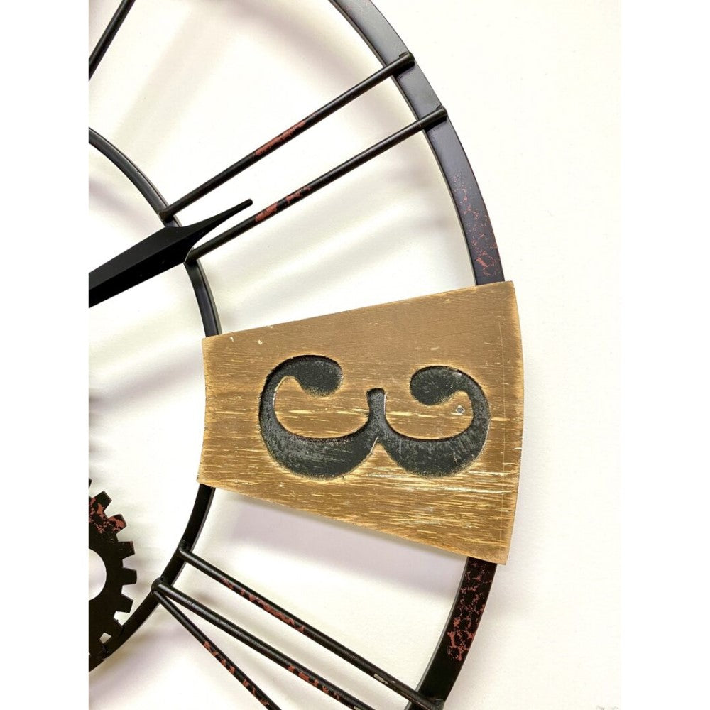 Unique Wooden & Metal Wall Clock 60cms