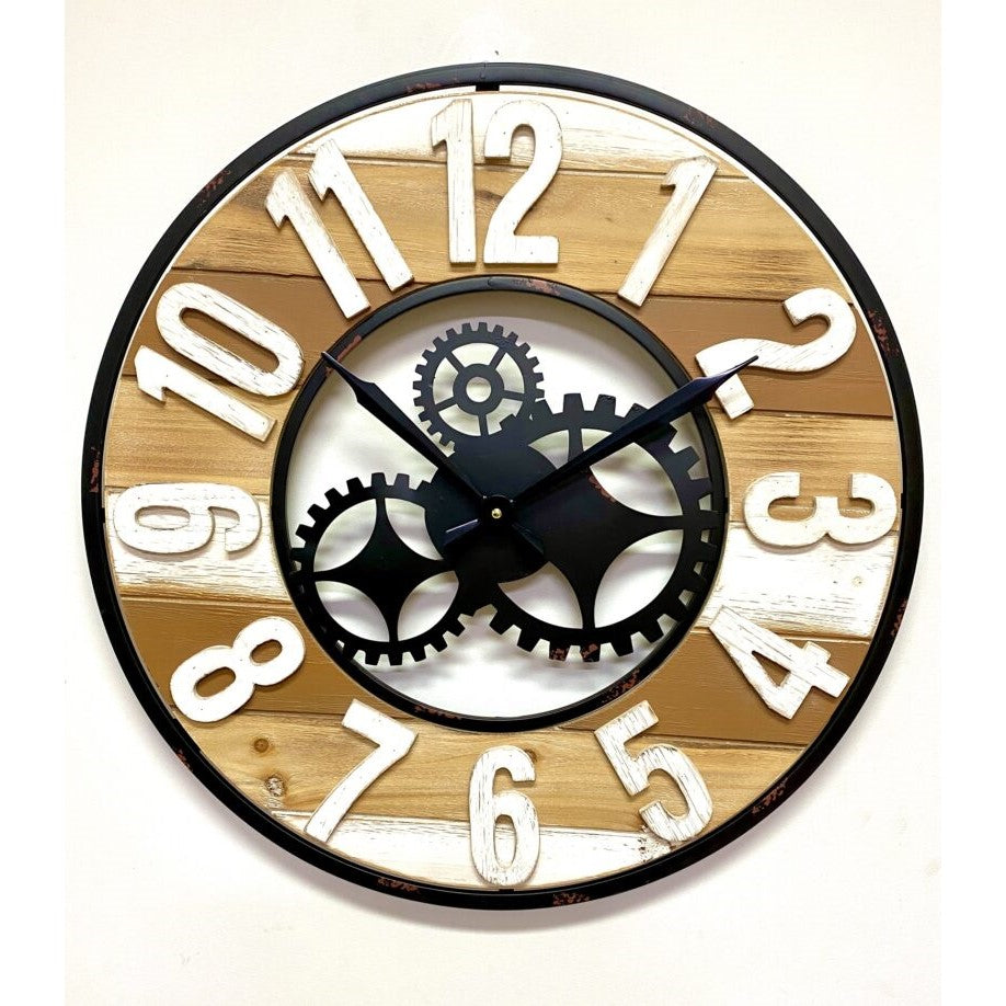 Versatile Wooden & Metal Wall Clock 60cms
