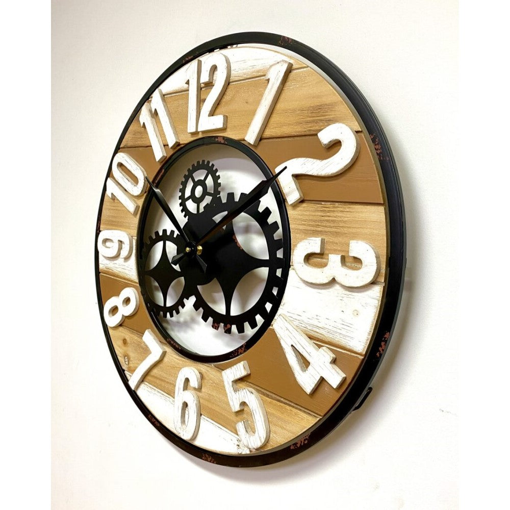 Versatile Wooden & Metal Wall Clock 60cms