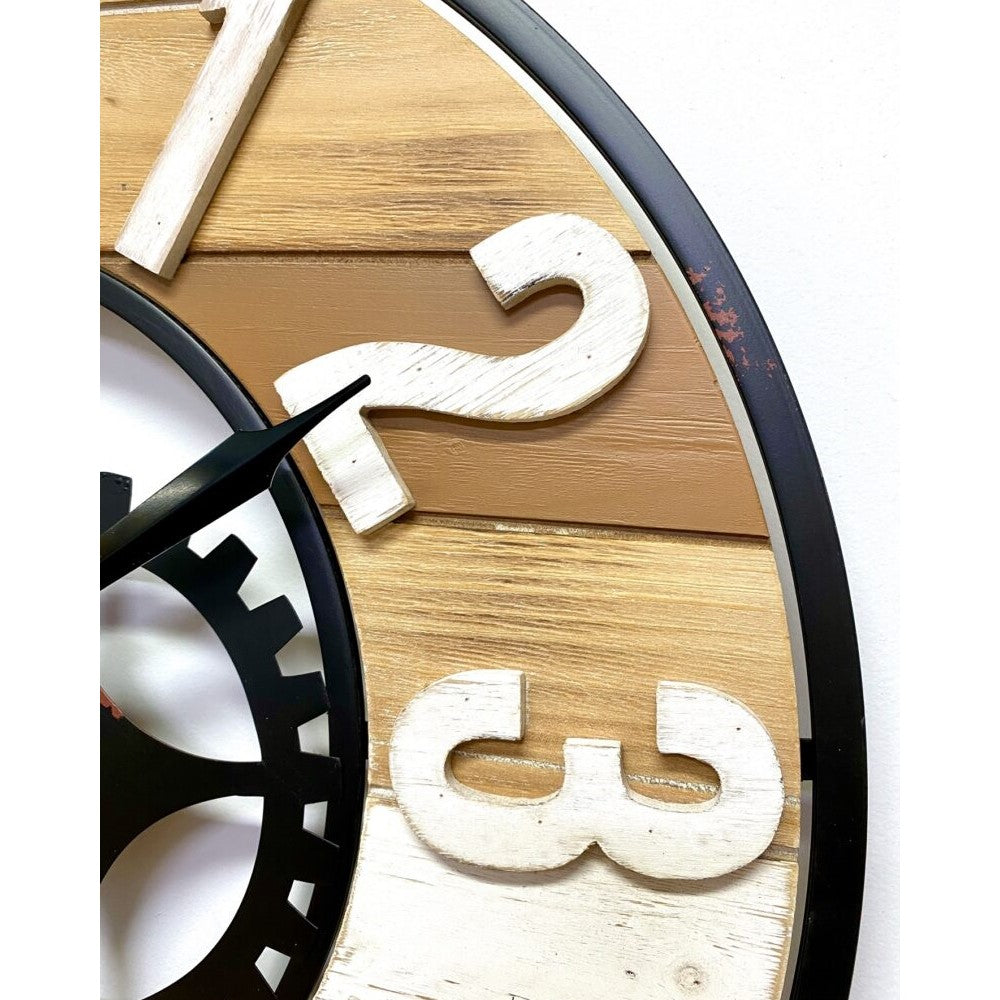 Versatile Wooden & Metal Wall Clock 60cms