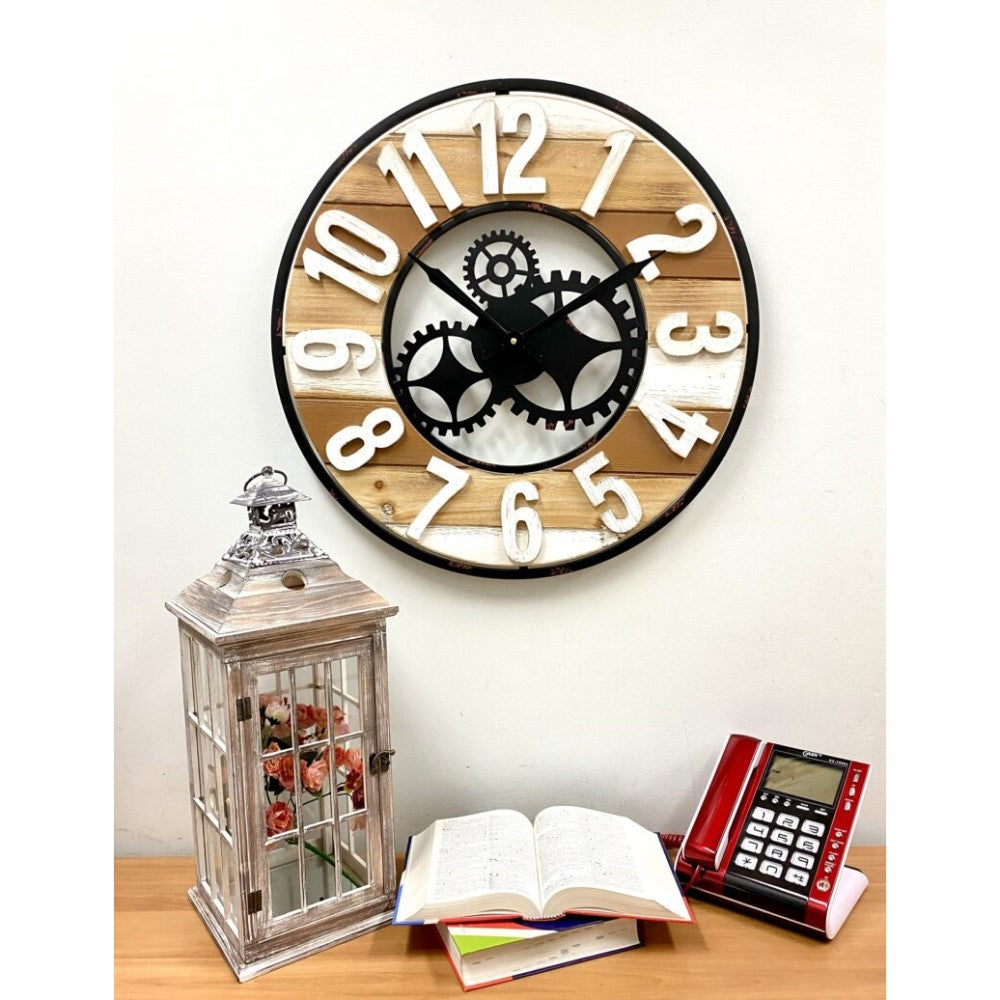 Versatile Wooden & Metal Wall Clock 60cms