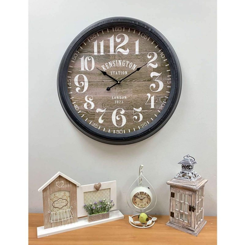 Wood Designer Metal Frame Wall Clock 62cms