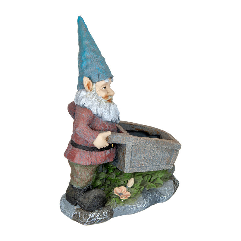 Vivid Gnome Pushing Planter Cart