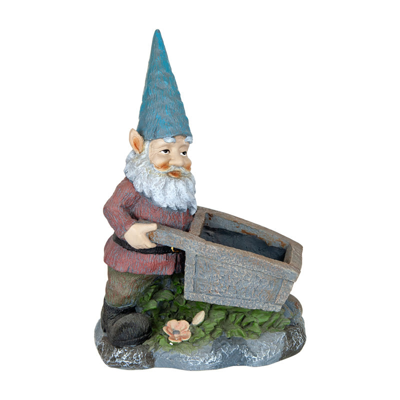 Vivid Gnome Pushing Planter Cart