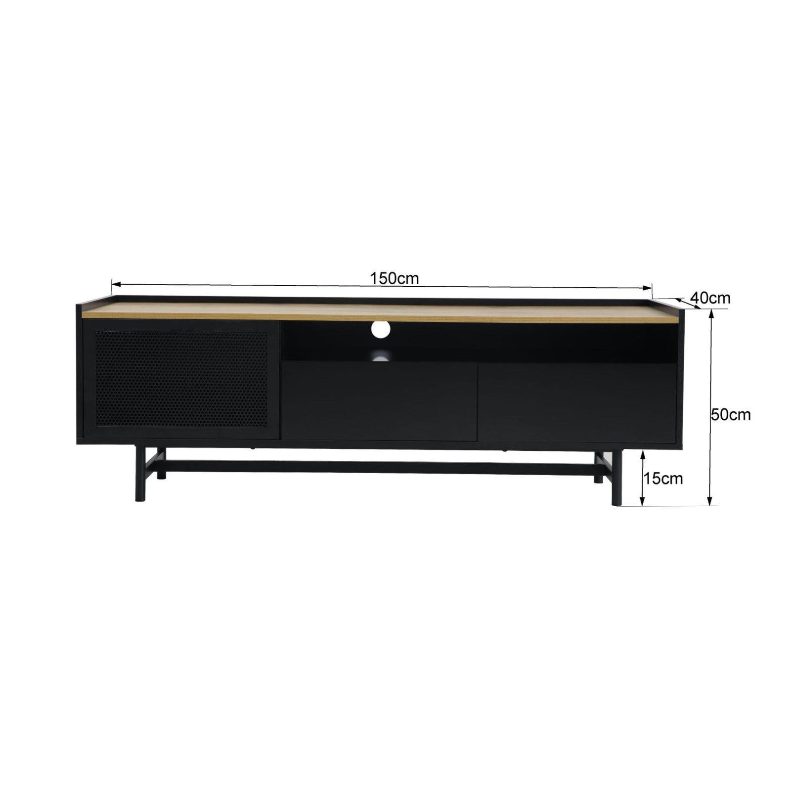 Black and Natural Engineered Wood Urban Style TV Unit