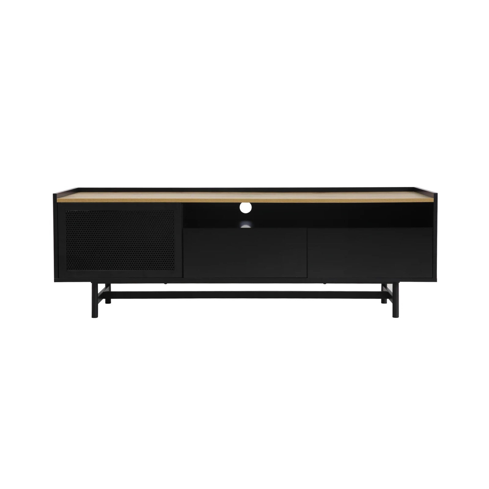 Black and Natural Engineered Wood Urban Style TV Unit