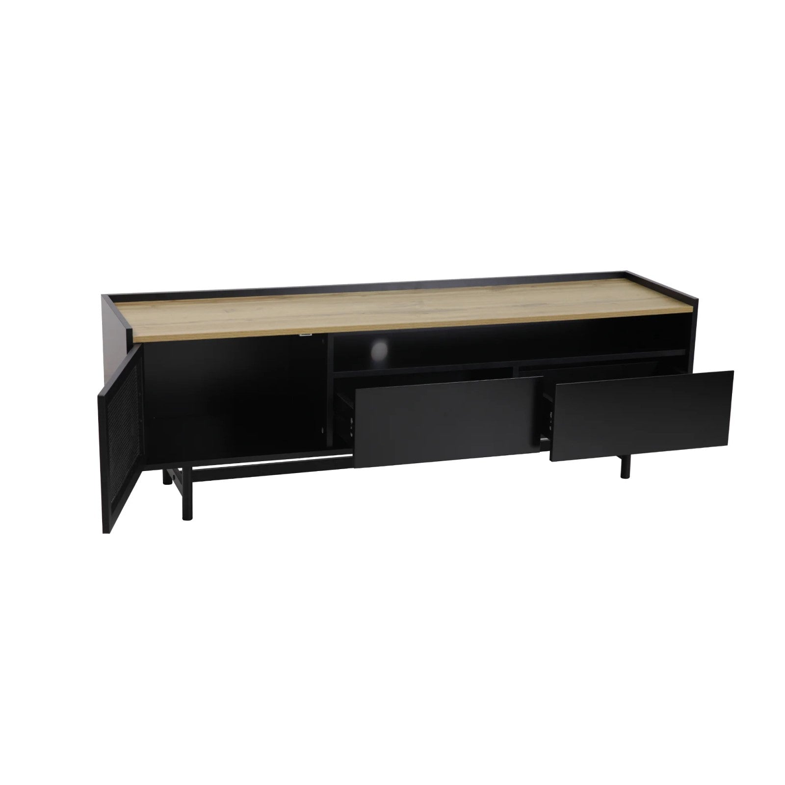 Black and Natural Engineered Wood Urban Style TV Unit