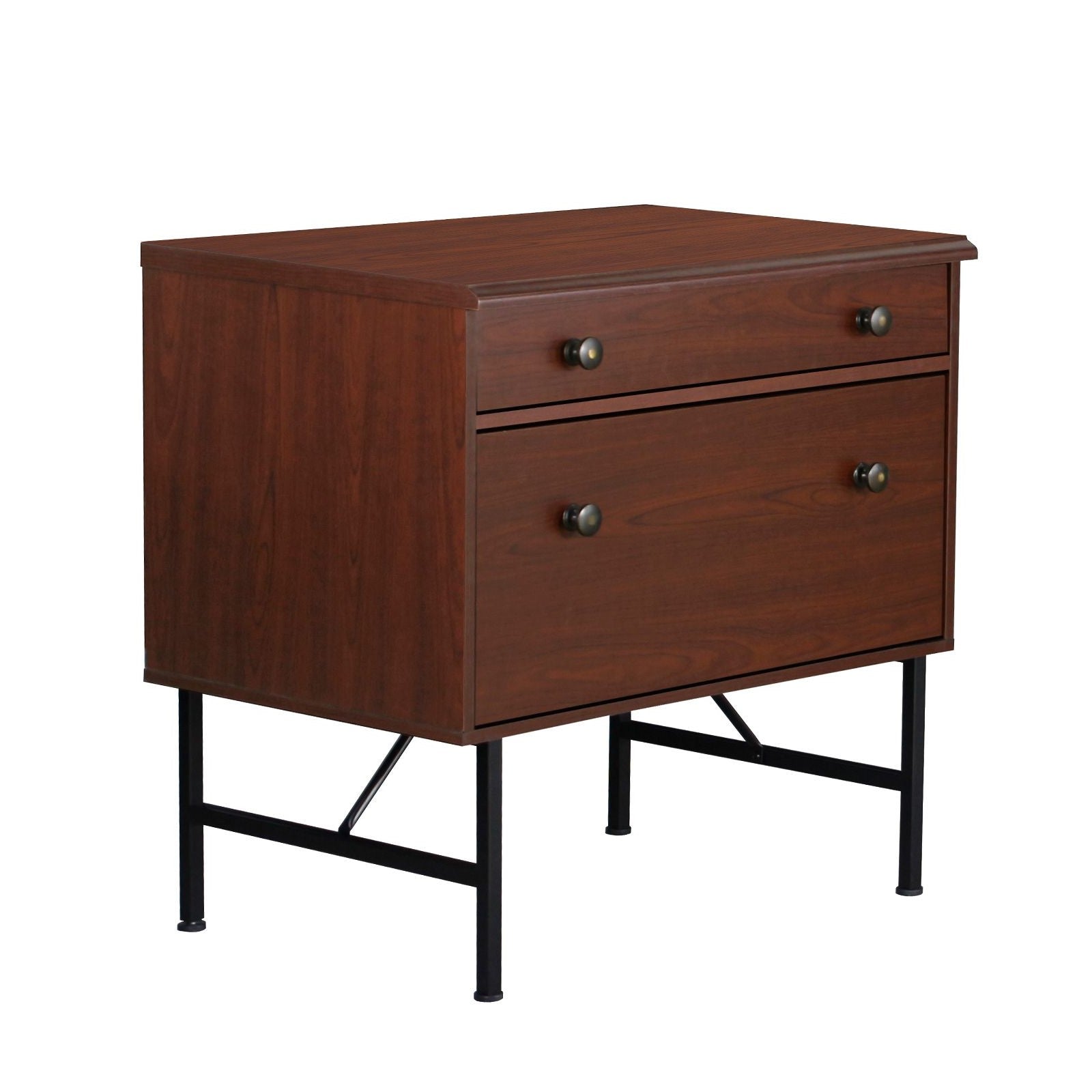 Cherry Black Engineered Wooden Filing Cabinet