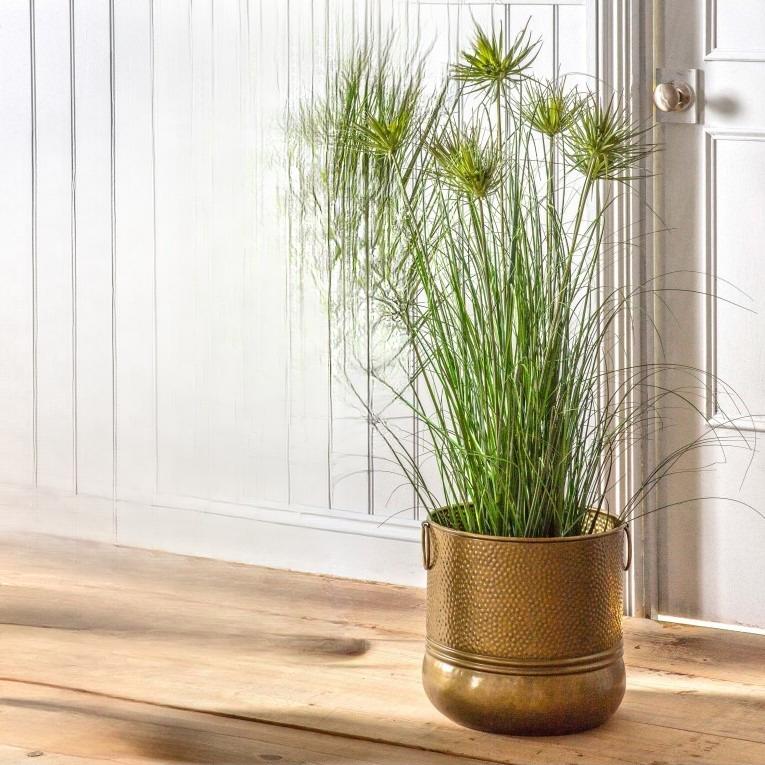 Artificial Potted Grass Adorned with 7 Lovely Flowers