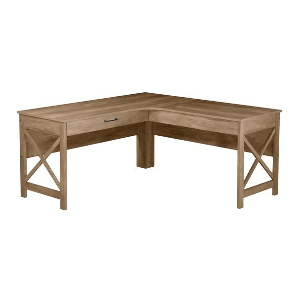Rustic Oak L-Desk for Cozy Workspaces