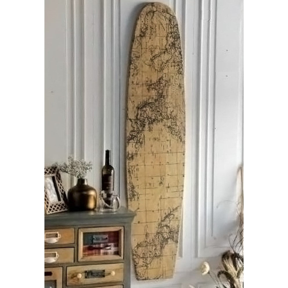 World Map Hardwood Surfboard Wall Art