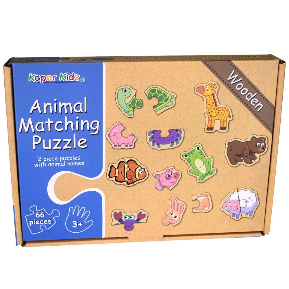 66Pcs Wooden Animal Puzzle Matching Game