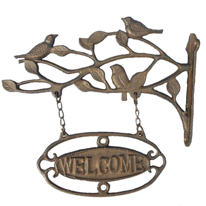 Birds Cast Iron Wall Mounted WELCOME Sign