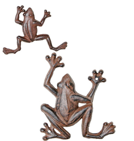 Crawling Frog Cast Iron Wall Sculpture Antique Rust (Available in 2 Sizes)