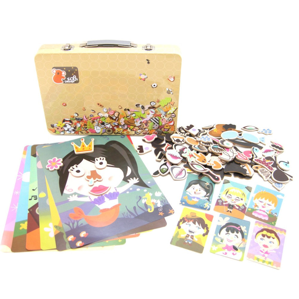 Funny Face Girl Kids Magnetic Dress Up Kit In Tin Case