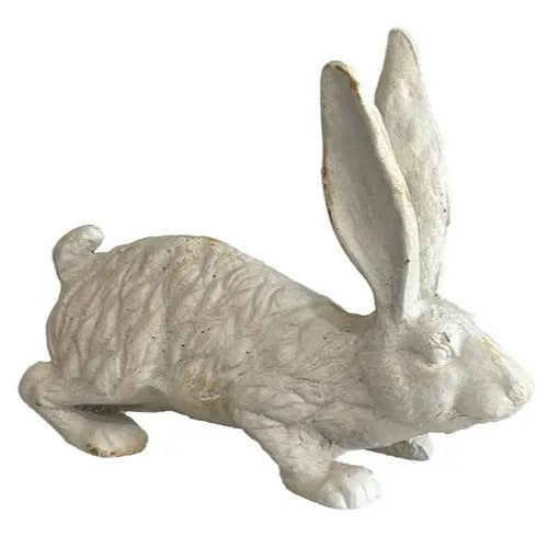 Hare Cast Iron Statue Door Stopper - Antique White
