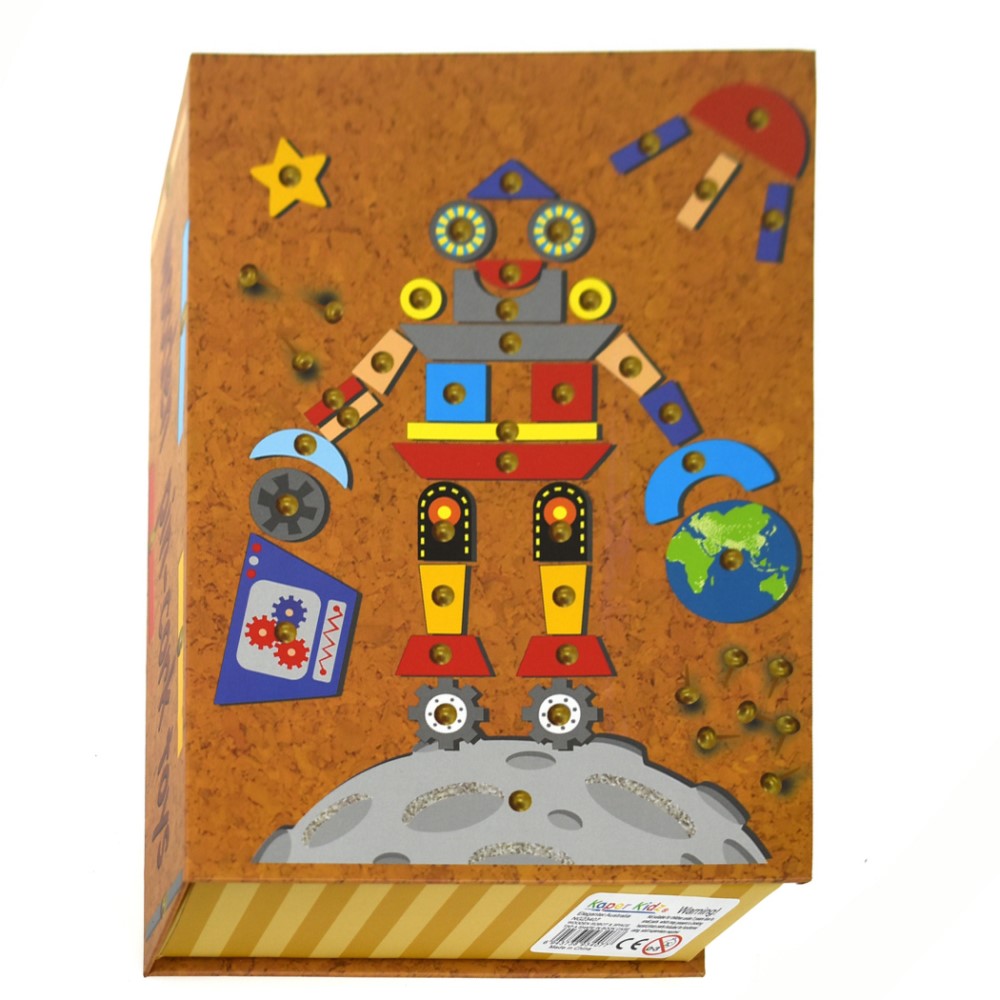 Kids Build Your Own Wooden Space & Robot In Bookcase