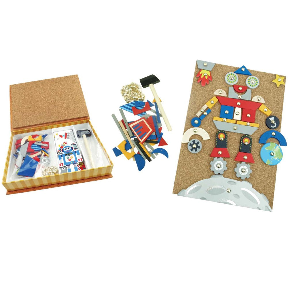 Kids Build Your Own Wooden Space & Robot In Bookcase