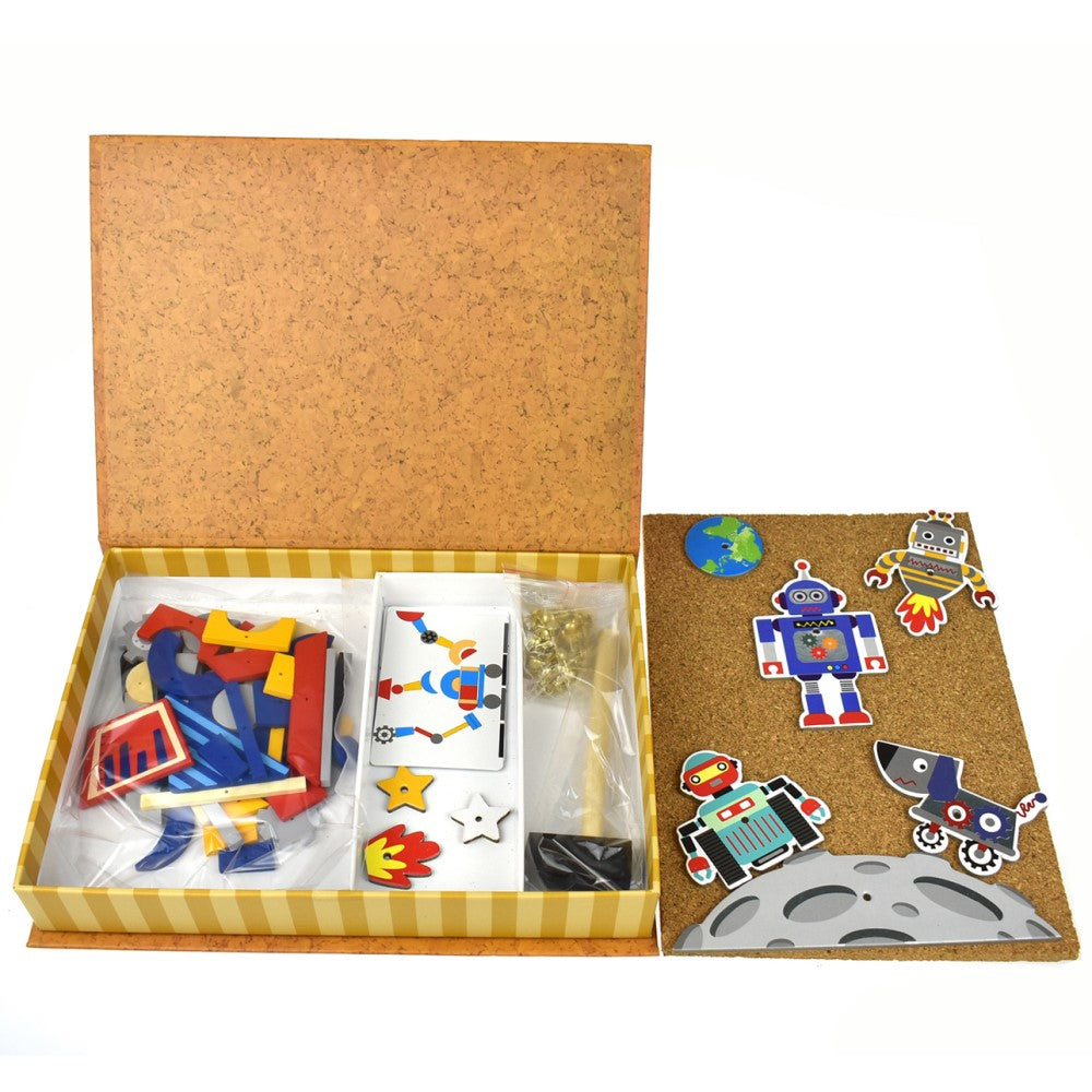 Kids Build Your Own Wooden Space & Robot In Bookcase
